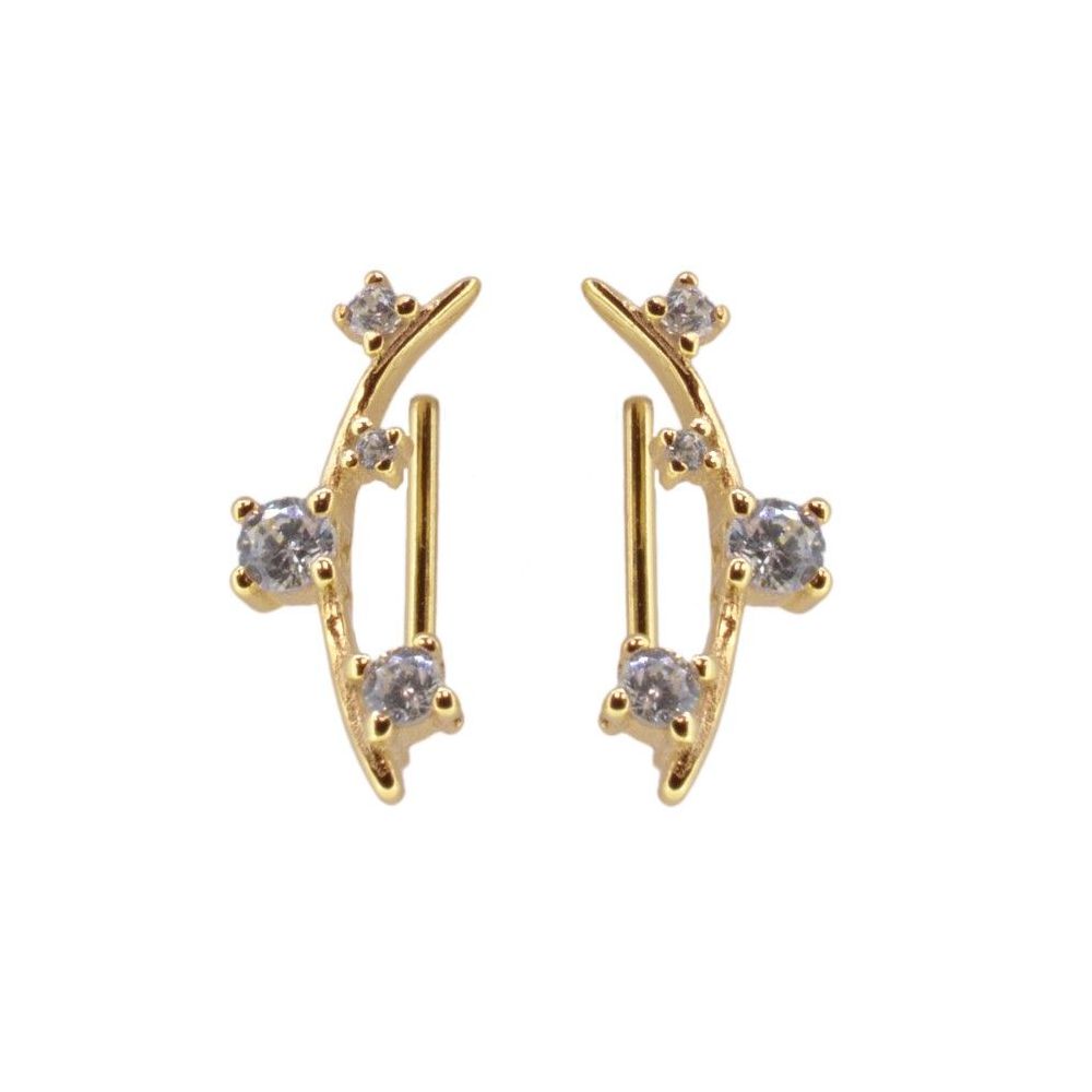 Pendiente trepador rama circonitas Gold