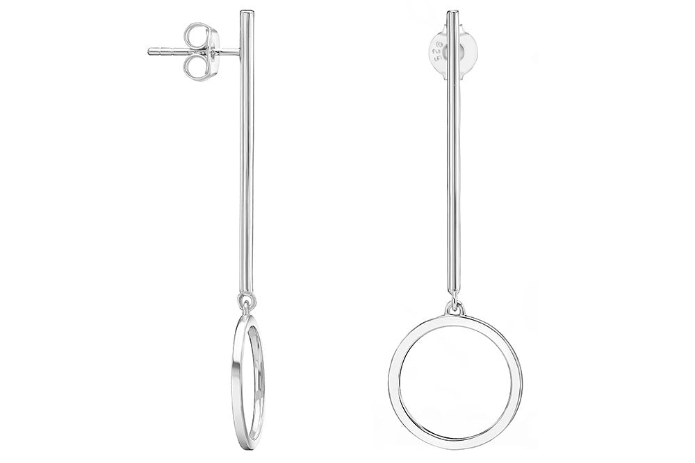Pendiente Barra y Circulo Silver