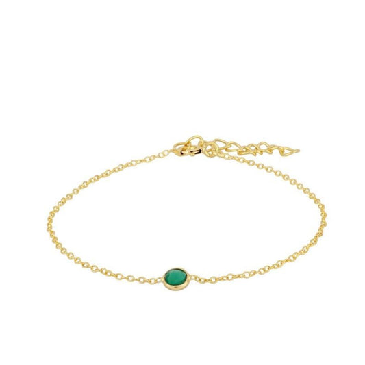 Pulsera Calcedonia Verde Gold